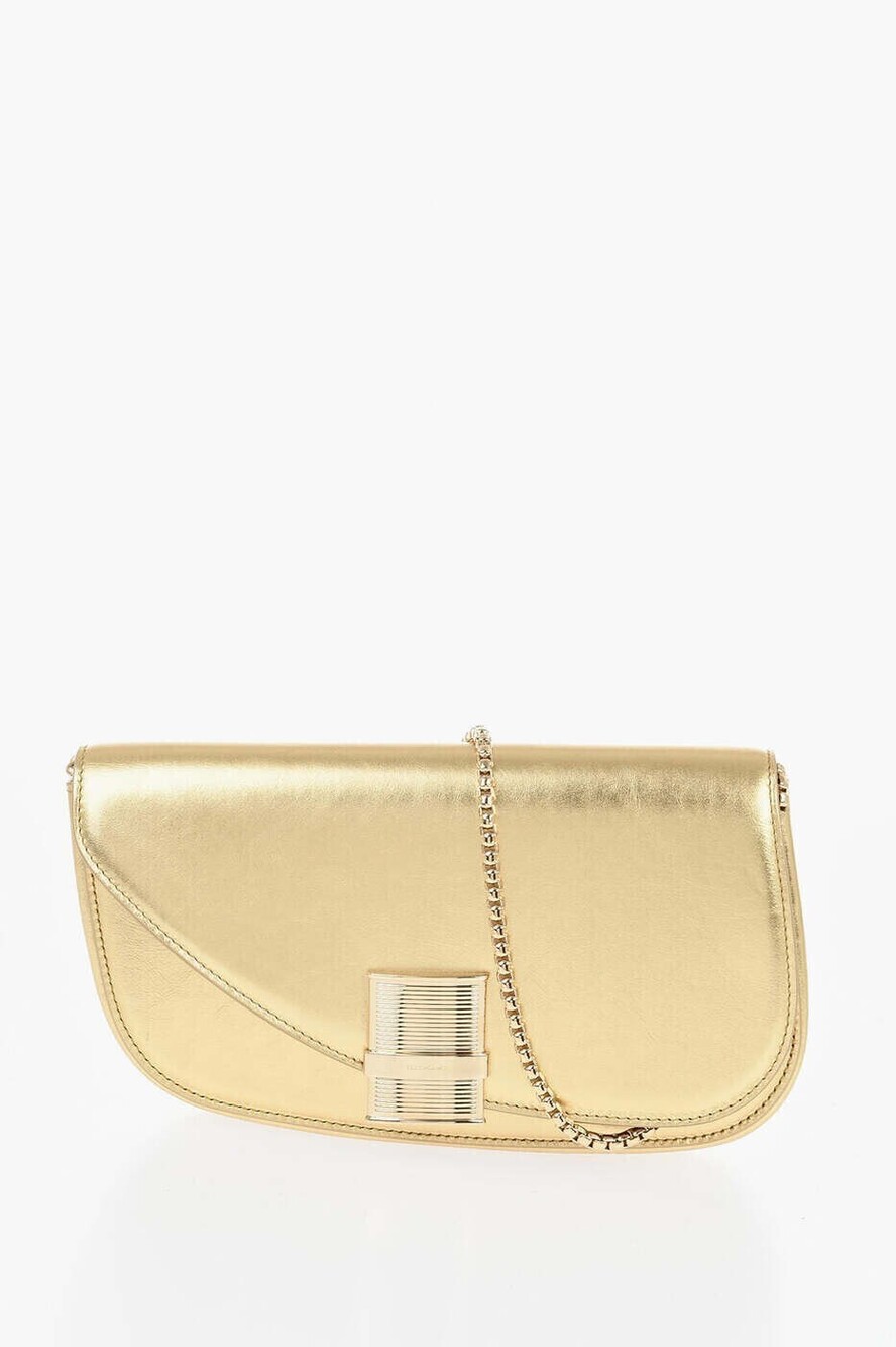 Salvatore Ferragamo Gancini Flap Clutch Leather Gold